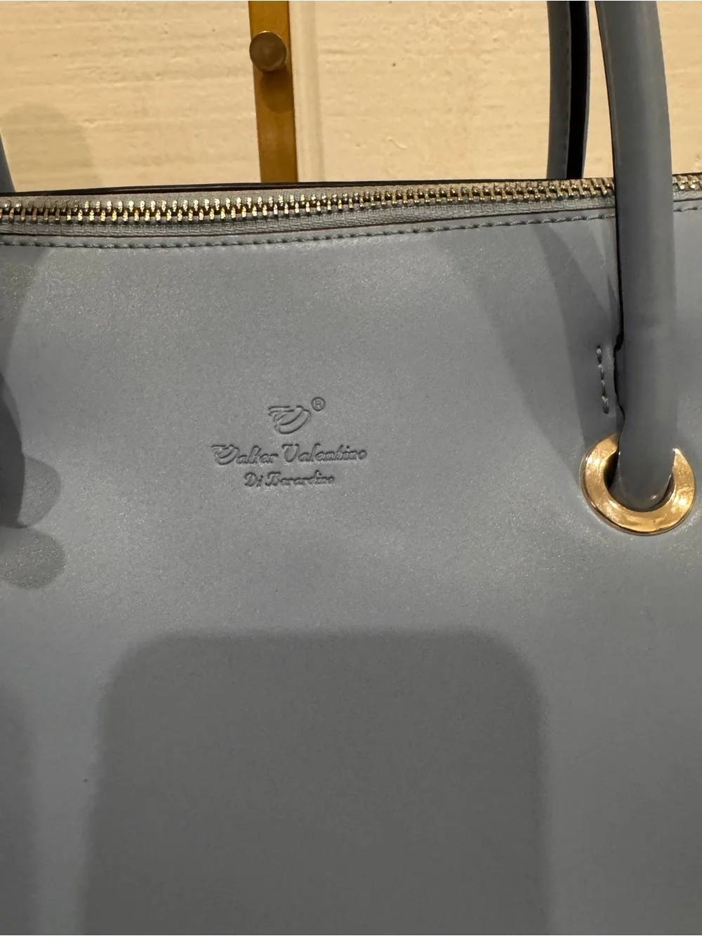 Italian Blue Leather Top-Handle Satchel with Detachable Strap